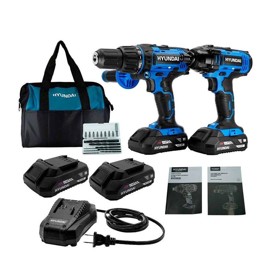 [HYU-HYKTL20] Kit Taladro y Llave de Impacto de bateria 20v