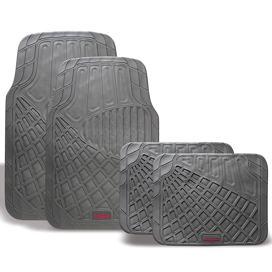 [MIK-TA-2] Tapetes Para Auto De Hule, Gris De Lujo