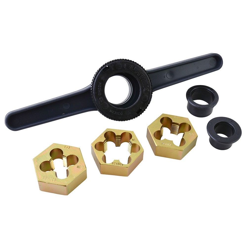 [SUR-TMP3] Juego de tarraja para tubo de PVC 1/2" a 1" NPT 6 piezas Surtek TMP3