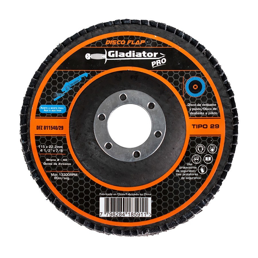 [SYN-DFZ81154029] Disco Laminado Zirconio 4 1/2" Grano 40 Gladiator DFZ811540/2