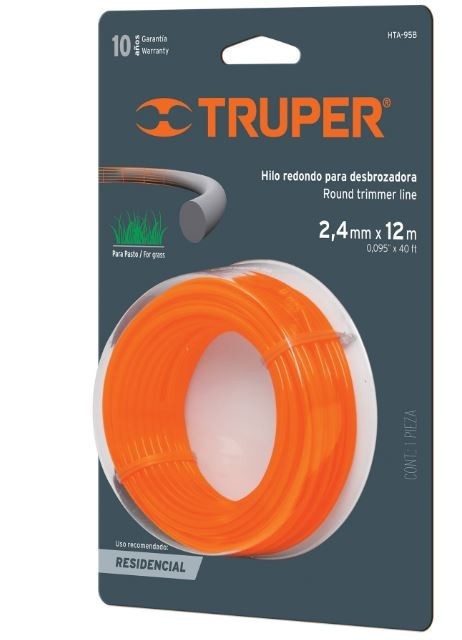 [TRUP-16944] Hilo Redondo Para Desbrozadora, 12 M Largo, 2.4 Mm, Blister Tru
