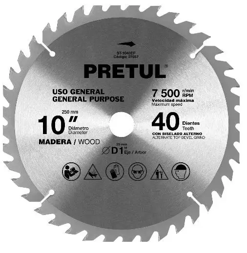 [TRUP-27057] Disco sierra p/madera 10', 40 dientes, centro 1' 27057