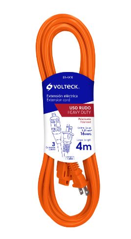 [TRUP-48043] Extensión eléctrica uso rudo, 4 m, calibre 16, Volteck