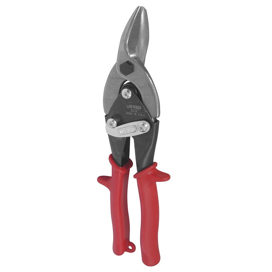 [URR-303L] Tijera con mango rubber grip para hojalatero tipo aviación izquierda 10" Urrea 303L