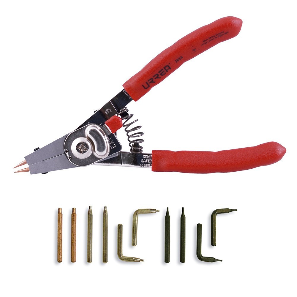 [URR-382] Pinza para anillos de retención con puntas intercambiables 11 piezas Urrea 382