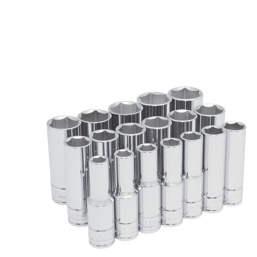 [URR-54203] Juego de dados largos cuadro de 1/2" 6 puntas metricos 18 piezas Urrea 54203