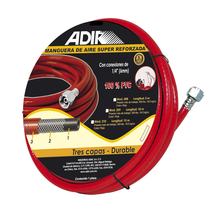 [ADIR209] manguera roja 10 m conex. 1/4 300 psi