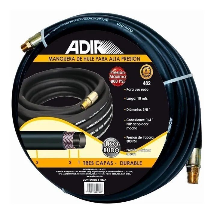 [ADIR482] manguera de hule uso rudo 3/8" 10 m 300 psi macho