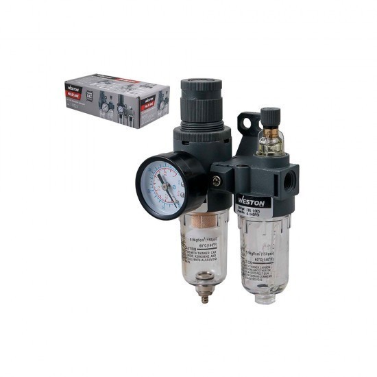 [WEST-FRL205] Filtro regulador y lubricador 1/4" de 2 unidades WESTON FRL-205