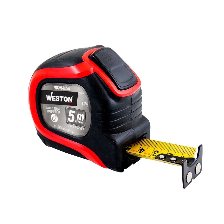 [WEST-WGW0050] Flexometro 5M X 27Mm Rojo Cinta Ancha WEST-WGW0050