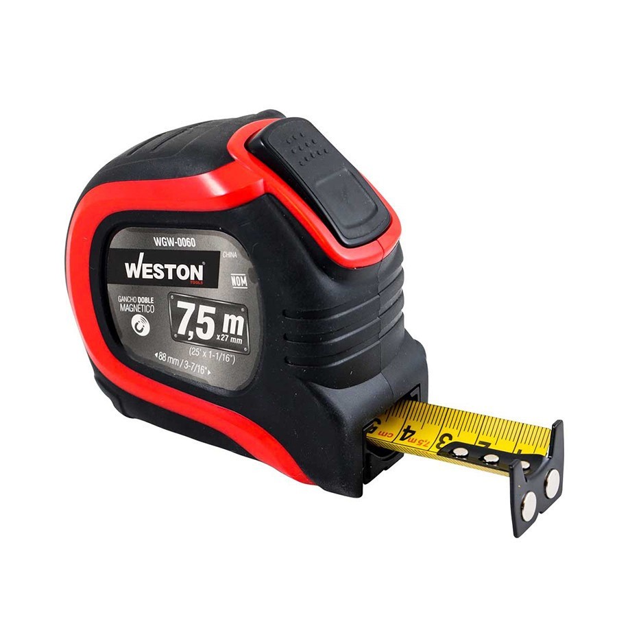 [WEST-WGW0060] Flexometro 7.5M X 27Mm Rojo Cinta Ancha WEST-WGW0060