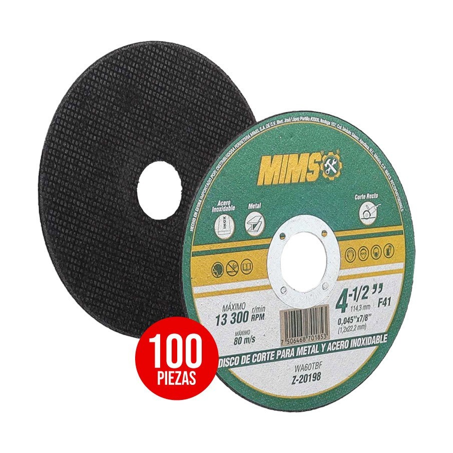 [WEST-Z20198KIT100] Kit 100 discos de Corte 4.1/2" WEST-Z20198