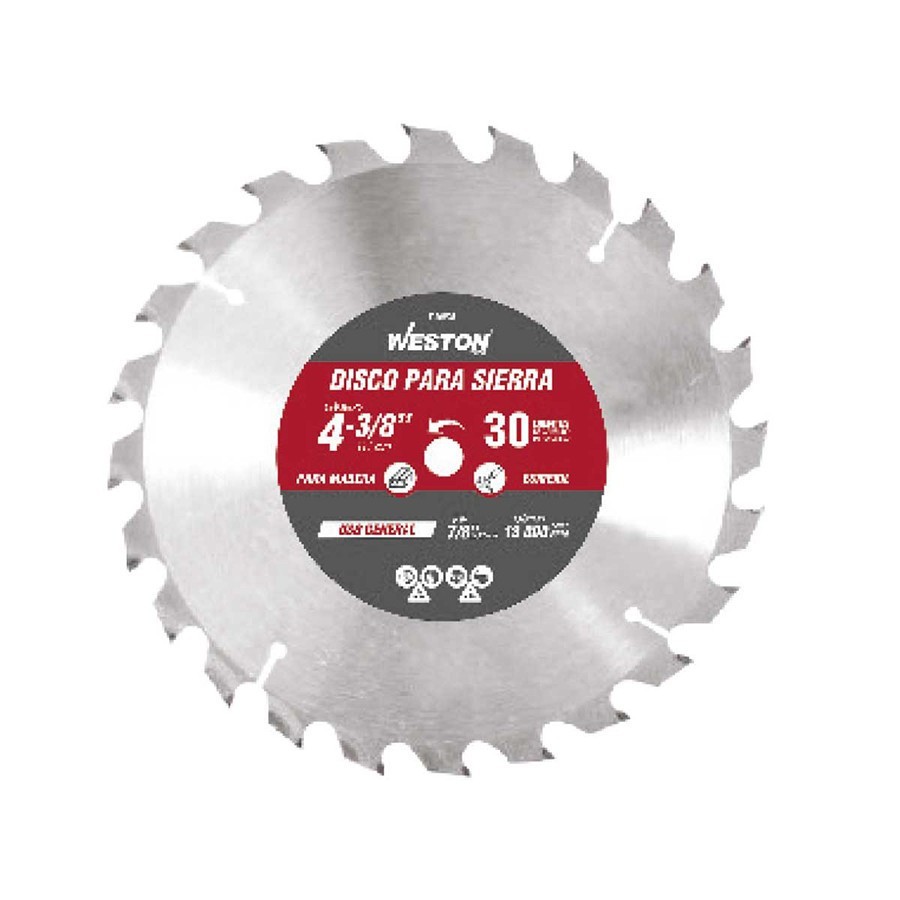[WEST-Z25000] DISCO PARA SIERRA CIRCULAR P/MADERA 4-3/8'' X 7/8'' 30DT BUJE 3/4 WEST-Z25000