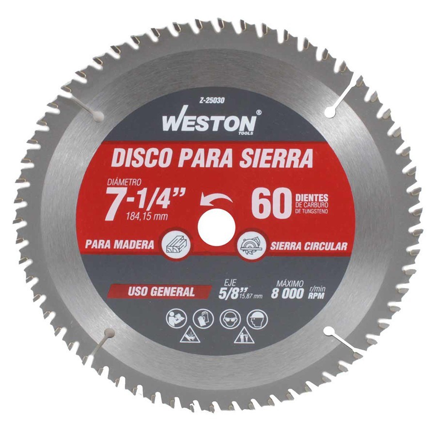 [WEST-Z25030] DISCO PARA SIERRA CIRCULAR P/MADERA 7-1/4'' X 5/8'' 60DT WEST-Z25030