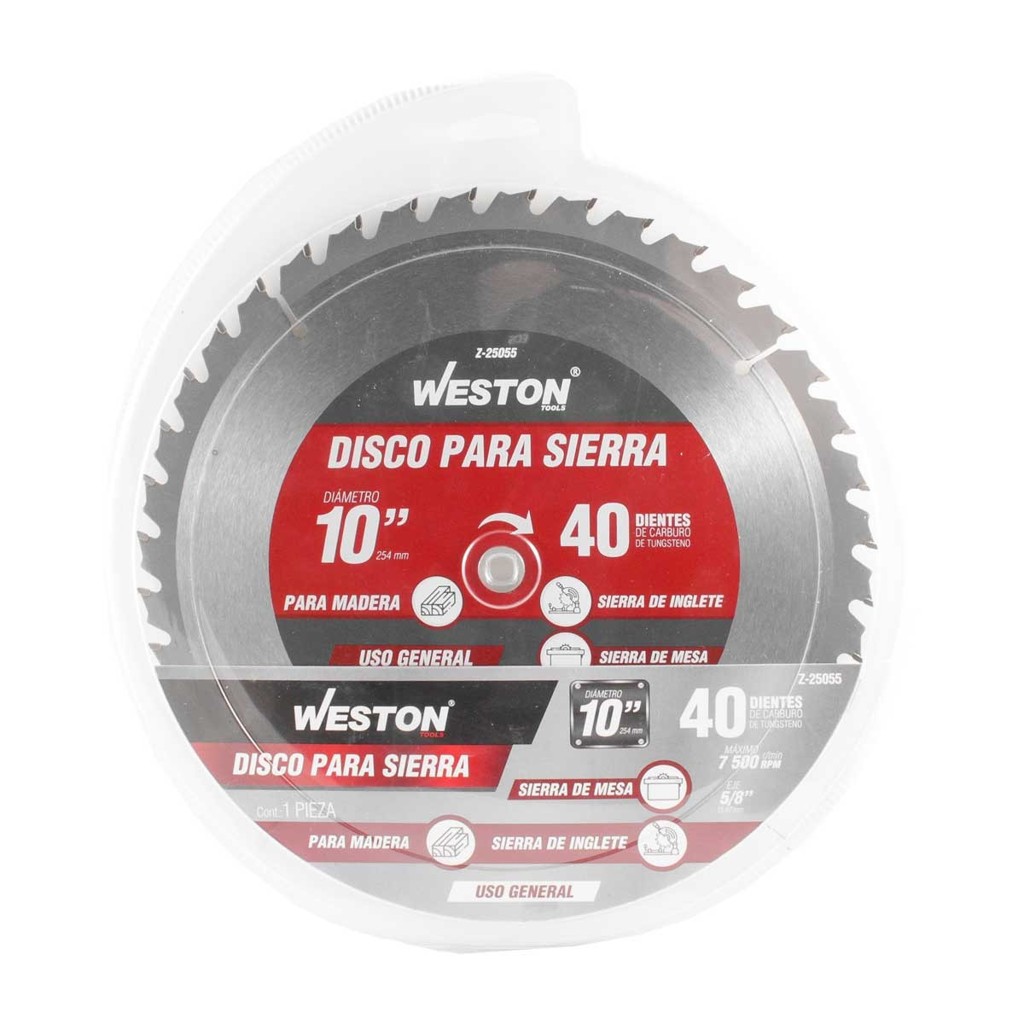 [WEST-Z25055] DISCO PARA SIERRA CIRCULAR P/MADERA 10'' X 5/8'' 40DT WEST-Z25055