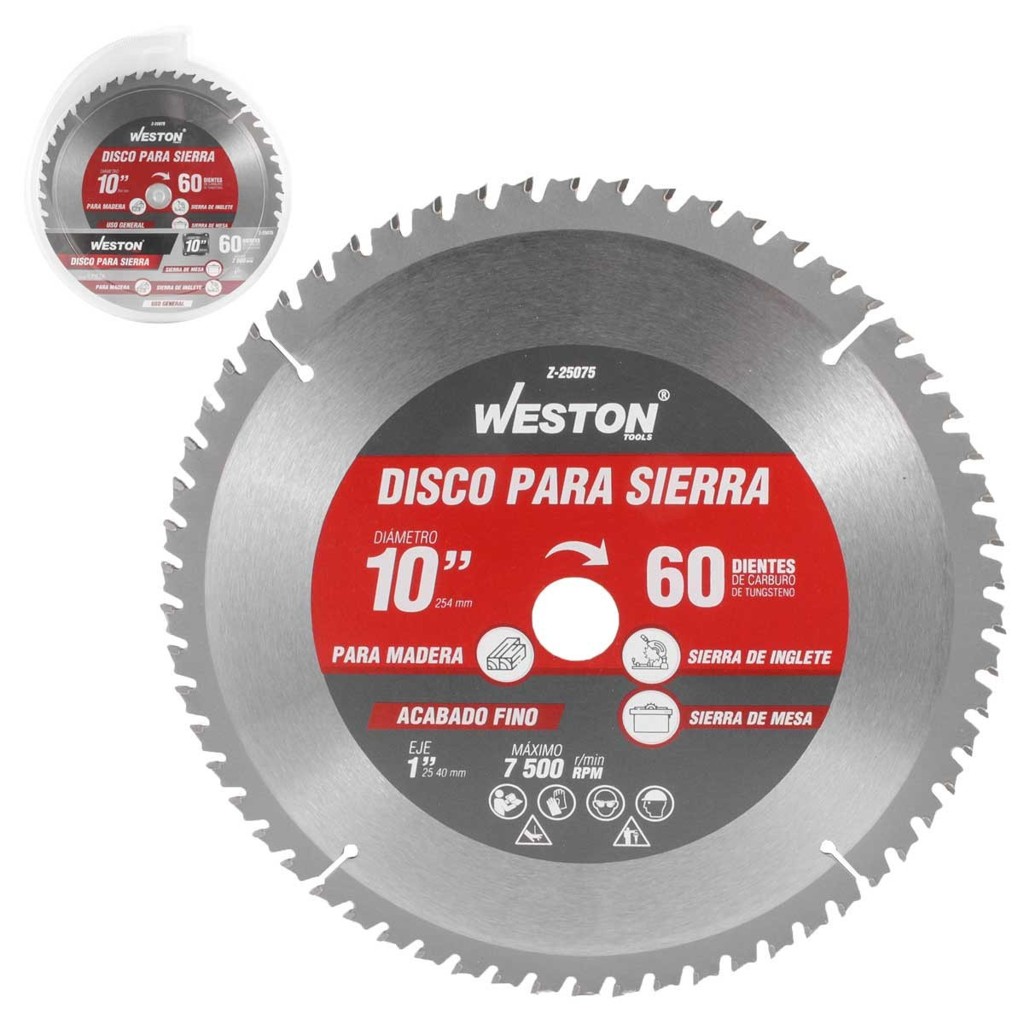 [WEST-Z25075] DISCO PARA SIERRA CIRCULAR P/MADERA 10'' X 1'' 60DT WEST-Z25075