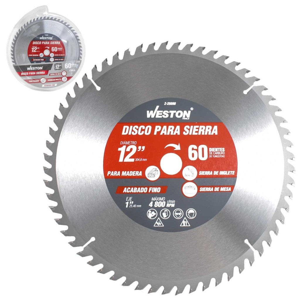 [WEST-Z25090] DISCO PARA SIERRA CIRCULAR P/MADERA 12'' X 1'' 60DT WEST-Z25090