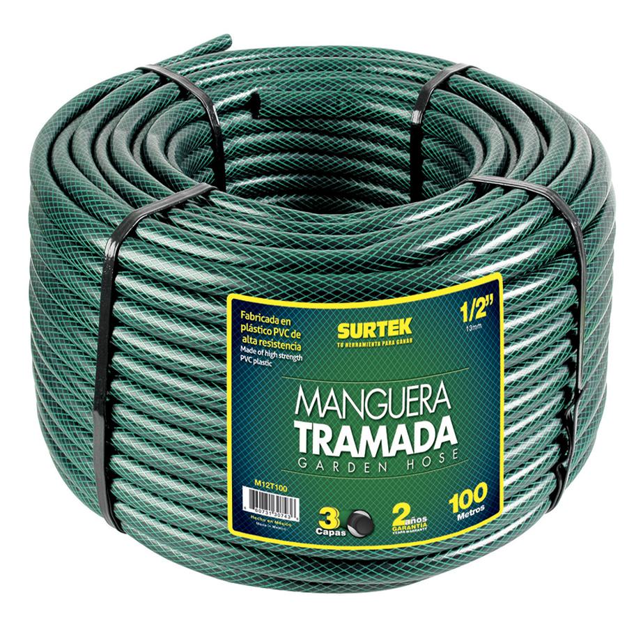 [SUR-M1T50] Manguera para jardín tramada en rollo verde 1", 50 m