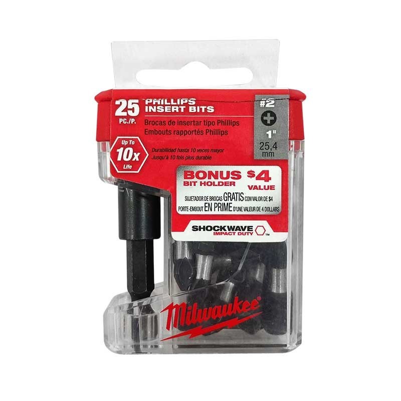 [AMIL48325009] Puntas de Impacto phillips #2 x 1" bote 25 piezas + Socket