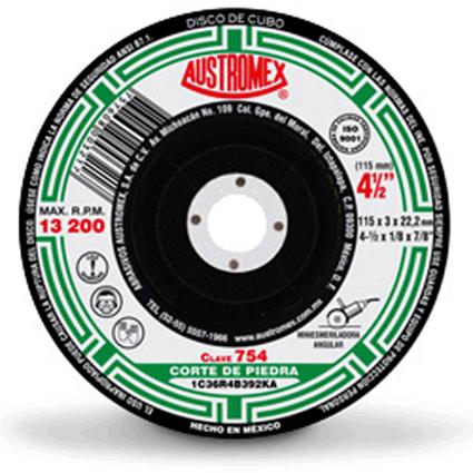 [AUS754] Disco Abrasivo P/Corte Piedra 4 1/2" X 1/8" X 7/8" Cubo Tipo 27
