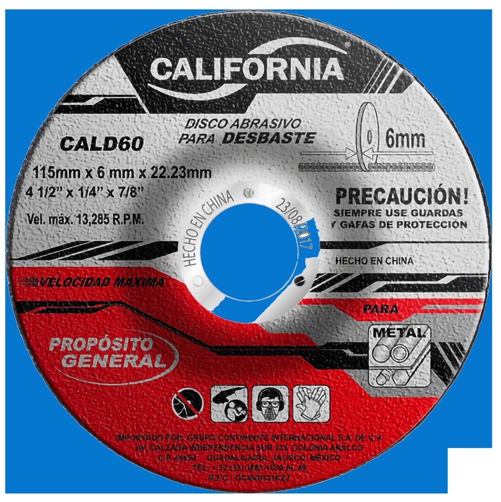 [CALD60] Disco De Desbaste 4 1/2" X 1/4"X 7/8" Abrasivo