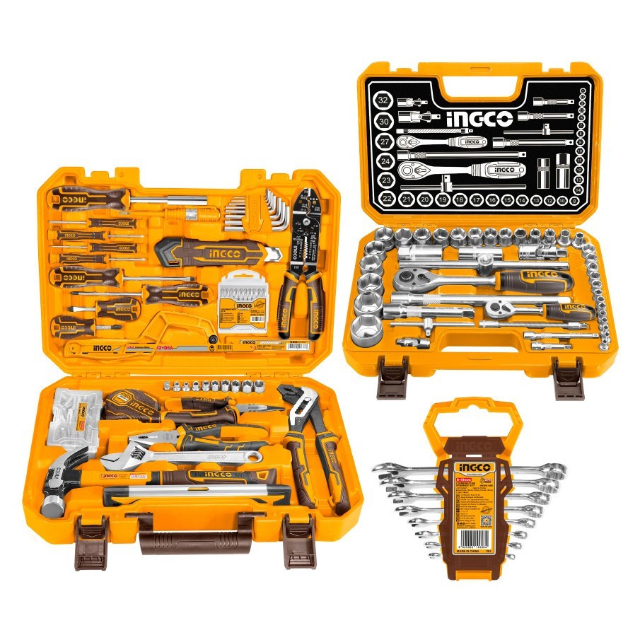 [KEPADRE6KIT] Combo estuche de herramientas manuales + dados + llaves INGCO