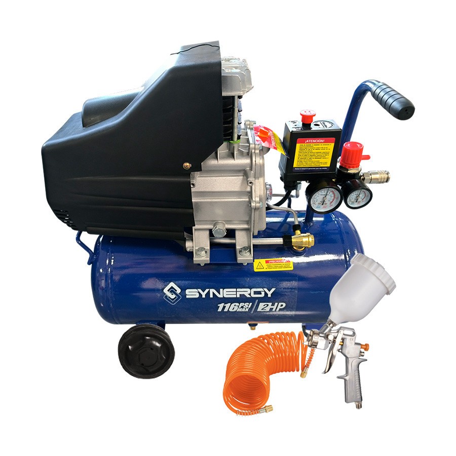 [SYN-C2021K] Compresor Direct Drive 20 L 2 Hp 120 V + Pistola + Manguera