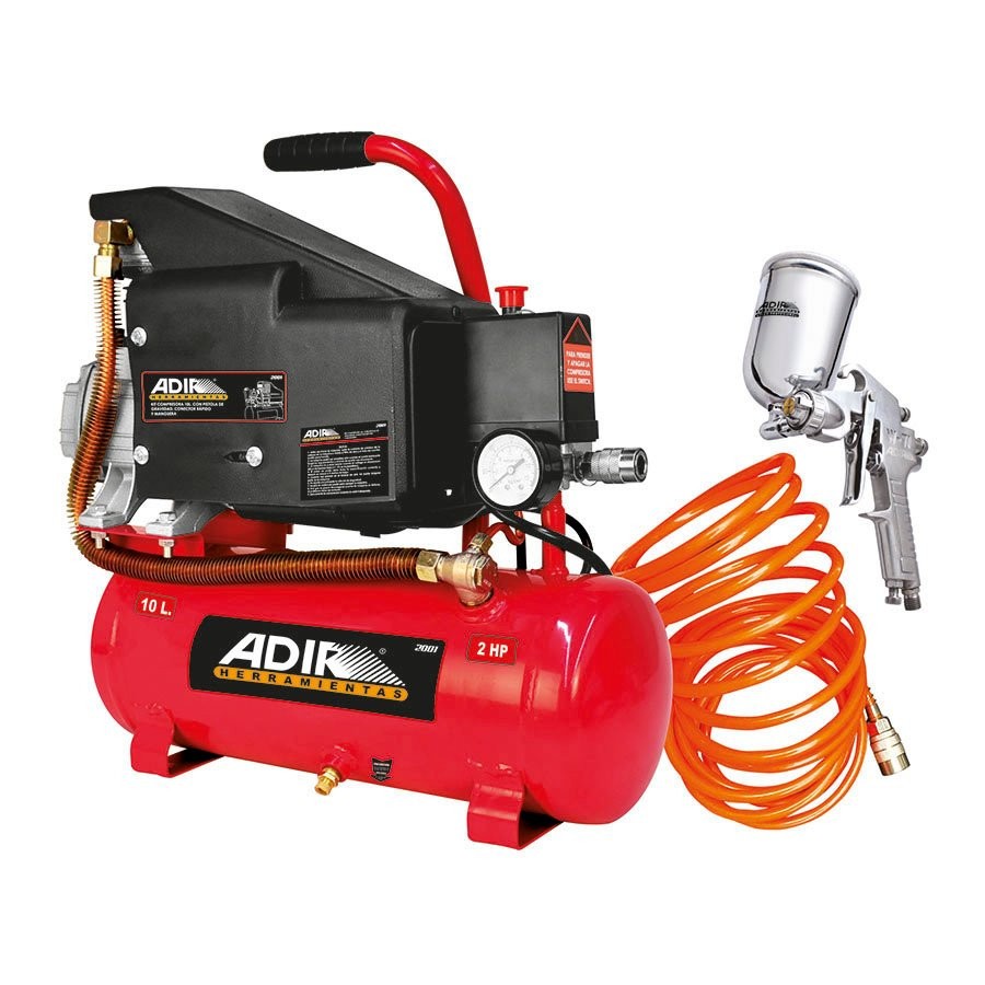 [ADIR2001] Compresor Direct Drive 10 L 2 Hp 110 V + Pistola + Manguera