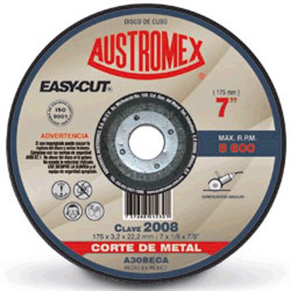 [AUS2008] Disco P/Corte Metal 7" X 1/8" X 7/8" (Cubo) Easy Cut