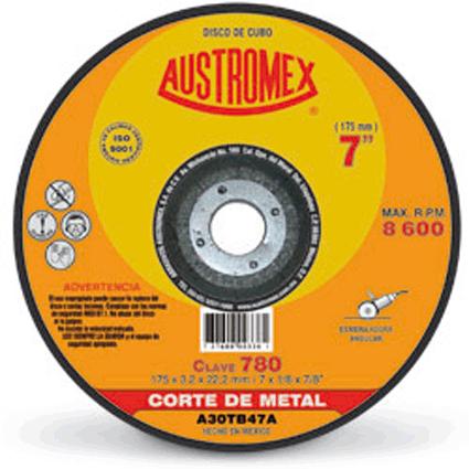 [AUS780] Disco Abrasivo P/Corte Metal 7" X 1/8" X 7/8" Cubo NR