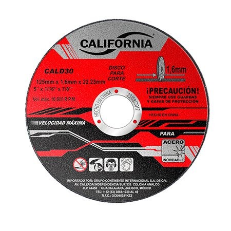 [CALD30] Disco De Corte 5" X 1/16"X 7/8" Acero Inoxidable