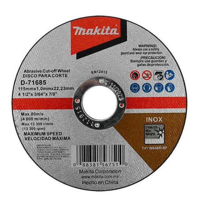 [D71685] Disco Abrasivo para Corte 4-1/2" x 3/64" x 7/8"