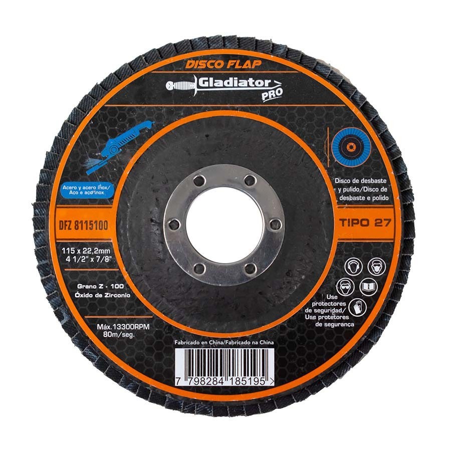 [DFZ8115100KIT2] Disco Laminado Zirconio 4-1/2" Grano 100 DFZ8115100KIT2