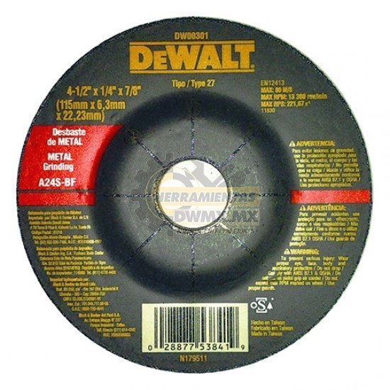 [DW84401] DISCO DE CORTE METAL 4-1/2''